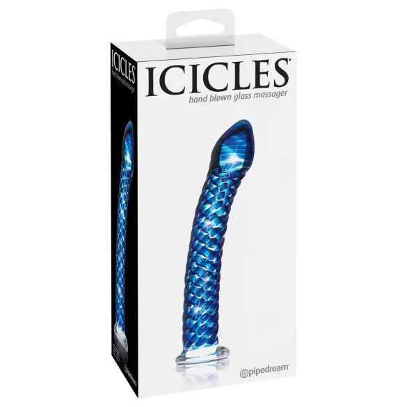 Icicles No. 29 - stekleni dildo za penis - spiralna oblika - modra