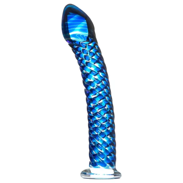 Icicles No. 29 - stekleni dildo za penis - spiralna oblika - modra