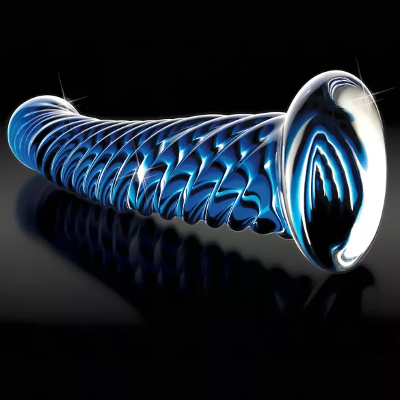 Icicles No. 29 - stekleni dildo za penis - spiralna oblika - modra