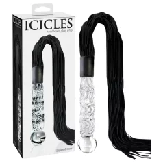   Icicles No. 38 - bič iz umetnega usnja in stekleni dildo - prozorno črna