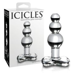   Icicles No. 47 - analni čep z 3 kroglicami - steklo - prozoren