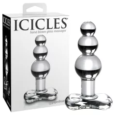   Icicles No. 47 - analni čep z 3 kroglicami - steklo - prozoren