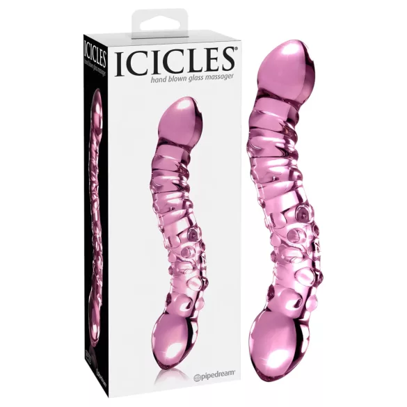 Icicles No. 55 - stekleni dildo z dvema koncema za G-točko - roza