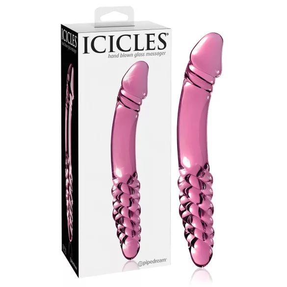 Icicles No. 57 - stekleni dvostranski dildo s penisom - roza