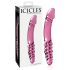 Icicles No. 57 - Dvostranski stekleni dildo s penisom (roza)