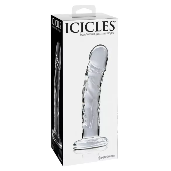 Icicles No. 62 - stekleni dildo z obliko penisa - prozoren