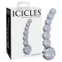 Icicles No. 66 - stekleni dildo z ukrivljenim in krogličnim dizajnom - prozorna