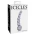 Icicles No. 66 - stekleni dildo z ukrivljenim in krogličnim dizajnom - prozorna