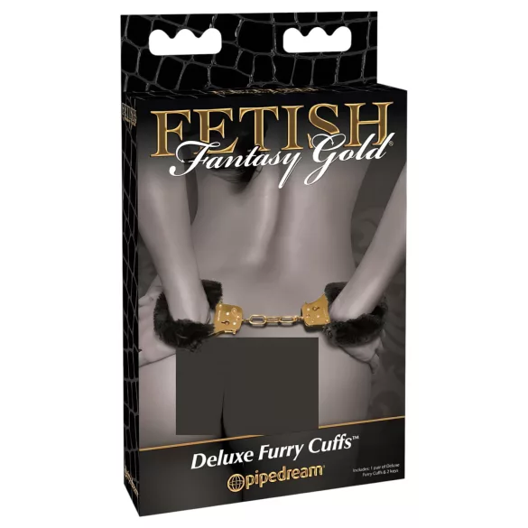 Pipedream Fetish Fantasy Gold - plišaste lisice - črne