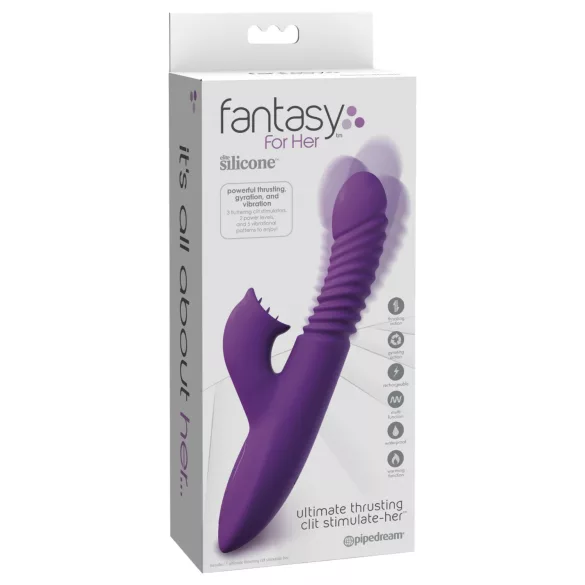 Fantasy For Her - 3-v-1 potiskani vibrator z grelno funkcijo (vijoličen)