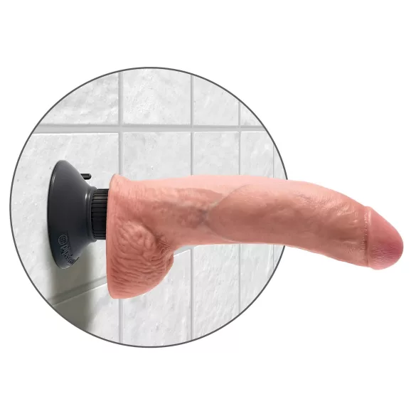 King Cock - vibrator s priseskom, upogljiv, 26 cm - naravna barva