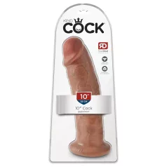   King Cock 10 - velik dildo s priseskom (25 cm) - temna naravna barva