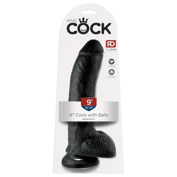 King Cock - dildo z močno prisesalko in modami - črn 23 cm