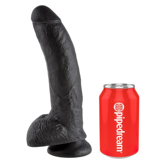 King Cock - dildo z močno prisesalko in modami - črn 23 cm