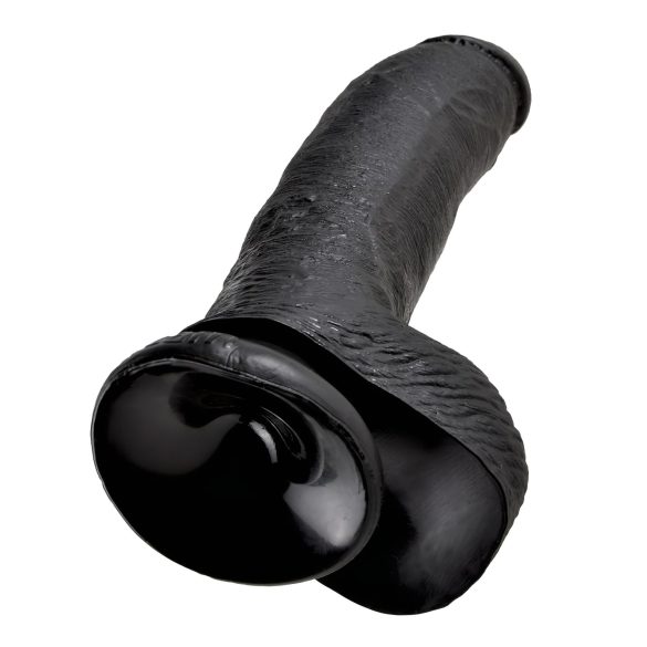 King Cock - dildo z močno prisesalko in modami - črn 23 cm