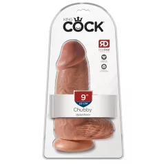   King Cock - dildo z vakuumskim nastavkom - 23 cm - temna koža