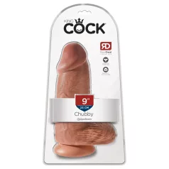   King Cock - dildo z vakuumskim nastavkom - 23 cm - temna koža