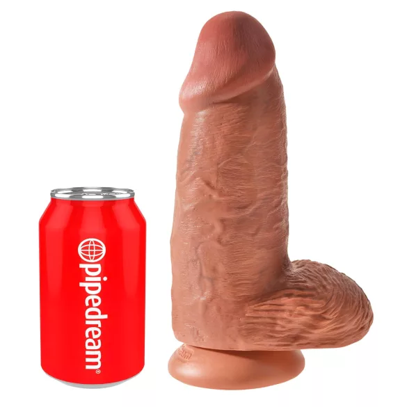 King Cock - dildo z vakuumskim nastavkom - 23 cm - temna koža