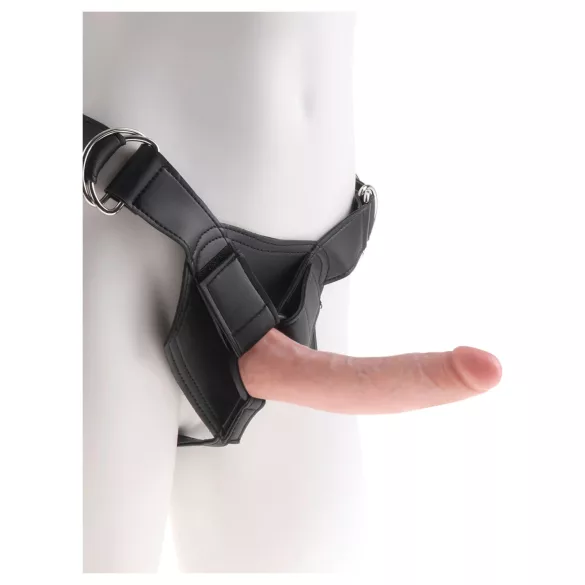 King Cock - Strap-on dildo s pasom - črn 18 cm