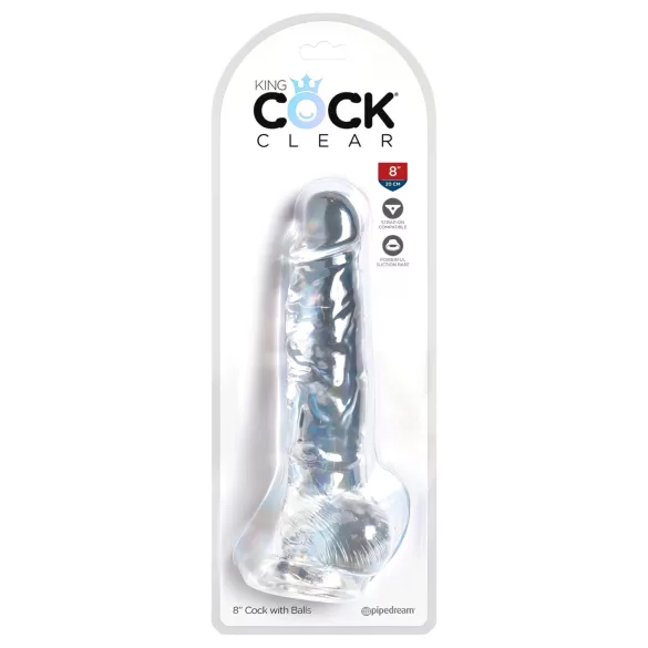 King Cock Clear 8 - realistični dildo s priseskom in modah - 20 cm