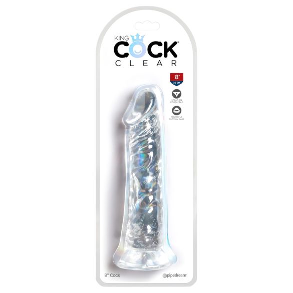 King Cock Clear 8 - Velik Dildo z Vakumsko Prijemalko (20 cm)