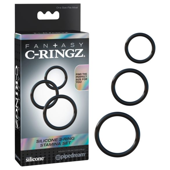 Fantasy C-Ringz - komplet obročkov za penis (črna)