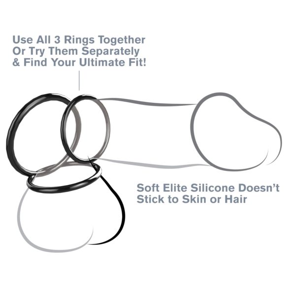 Fantasy C-Ringz - komplet obročkov za penis (črna)