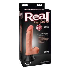   Real Feel Deluxe No.1 - realistični vibrator s testisi - kožna barva