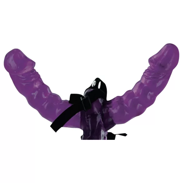 Fetish - strap-on dvojni dildo s pasom - črna