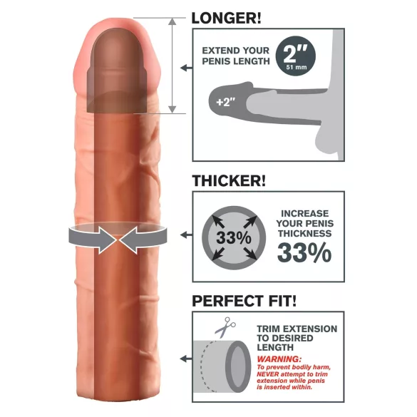 Pipedream - X-TENSION Perfect 2 - realističen penis tulec (20,3 cm, natur)