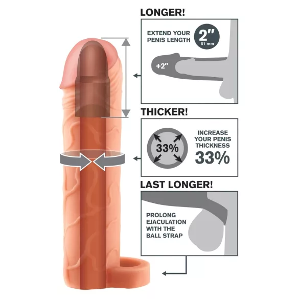 Pipedream X-TENSION Perfect 2 - erekcijski obroček za penis (19 cm, naraven)