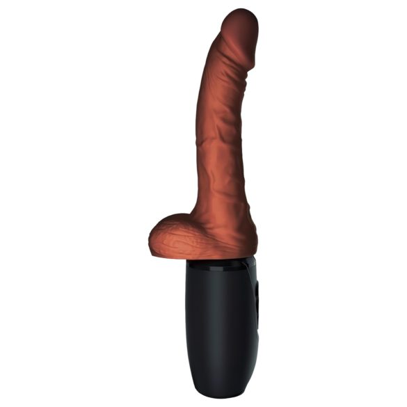 King Cock Plus 7,5 - vibrator z modom potiskanja in modi - rjav