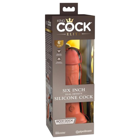 King Cock Elite 6 - prisesek dildoo, realističen (15 cm) - temen