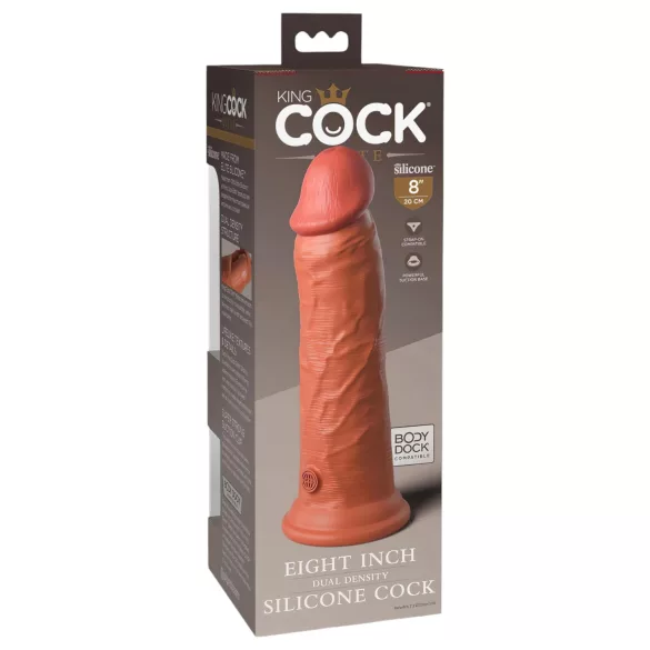 King Cock Elite 8 - dildo s priseskom - 20 cm - temno natur