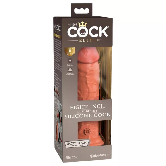 King Cock Elite 8 - dildo s priseskom - 20 cm - temno natur