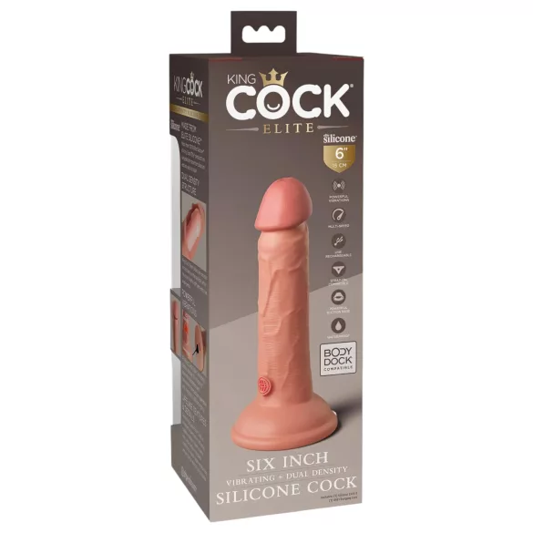King Cock Elite 6 - vibrator s priseskom (15 cm) - naraven
