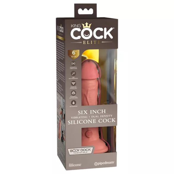 King Cock Elite 6 - vibrator s priseskom (15 cm) - naraven
