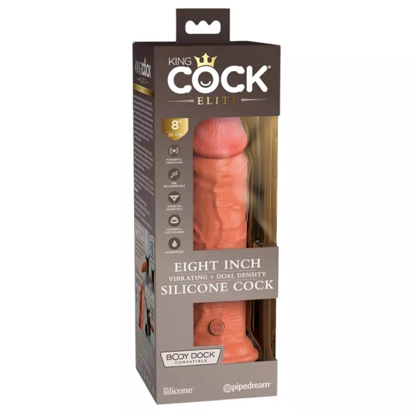 King Cock Elite 8 - realistični vibrator 20 cm - temna koža
