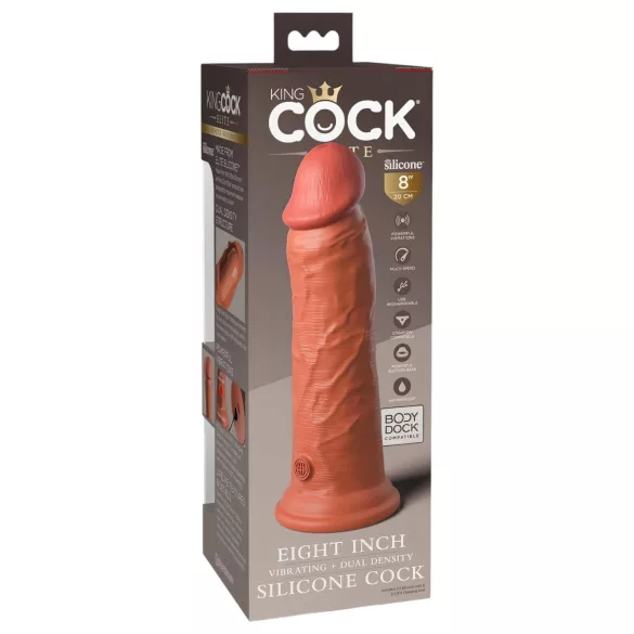 King Cock Elite 8 - realistični vibrator 20 cm - temna koža