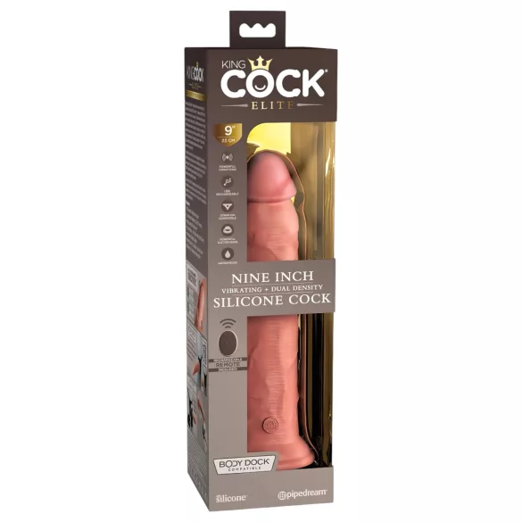 King Cock Elite 9 - vibrir z vakuumsko prisesalko - 23 cm - naravna barva