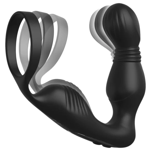Anal Fantasy Elite - vibrirajoč masažer prostate s penisnim obročkom (črn)