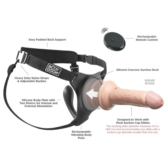 Body Dock - G-točka strap-on dildo - izjemno prožen silikon - 7 nastavkov