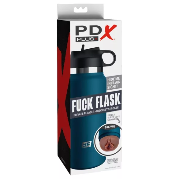 PDX - Fuck Flask Private Pleaser - umetna vagina v steklenici (modro-rjava)