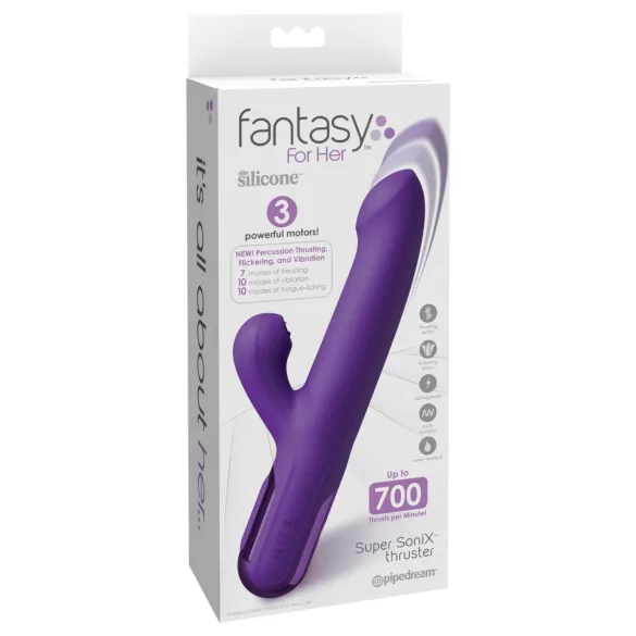 Fantasy For Her - 2 v 1 potisni vibrator in stimulator klitorisa (vijoličen)