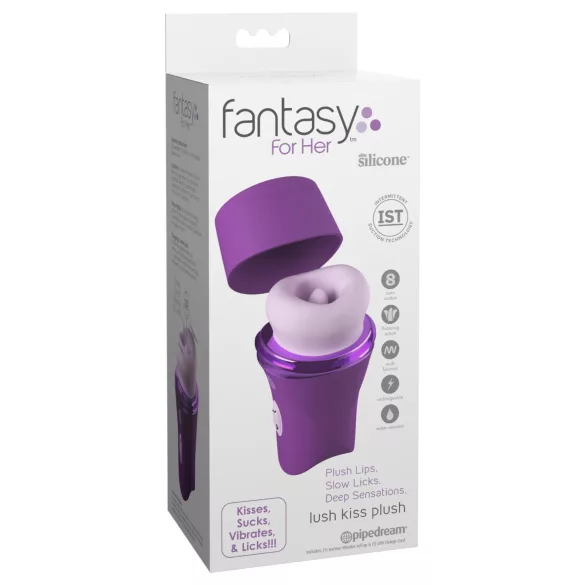 Fantasy For Her Lush Kiss Plush - sesalni in jezični vibrator za klitoris (vijoličen)