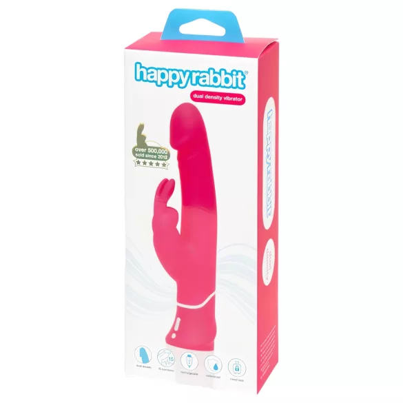 Happyrabbit - vibrator zajček z dvojnim gostoto - vodoodporen, roza