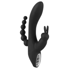   SMILE Triple - vibrator s polnilno baterijo - vodoodporen 3-kraki - črna