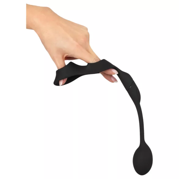 Rebel - obroček za penis in moda z analnim vibratorjem (črn)