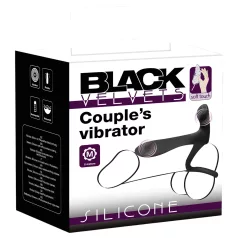   Black Velvets - vibrator in erekcijski obroč 2v1 - polnjenje - črna