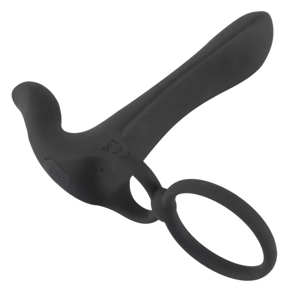 Black Velvets - vibrator in erekcijski obroč 2v1 - polnjenje - črna